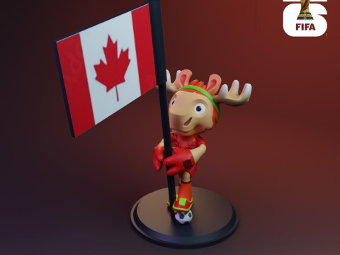 Maple with Flag - 3D Mascot 2026 World Cup 3D Принт Модель