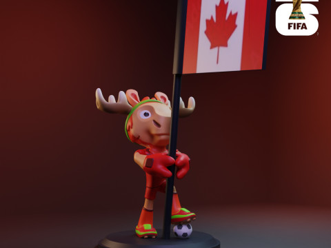 Maple with Flag - 3D Mascot 2026 World Cup 3D Принт Модель