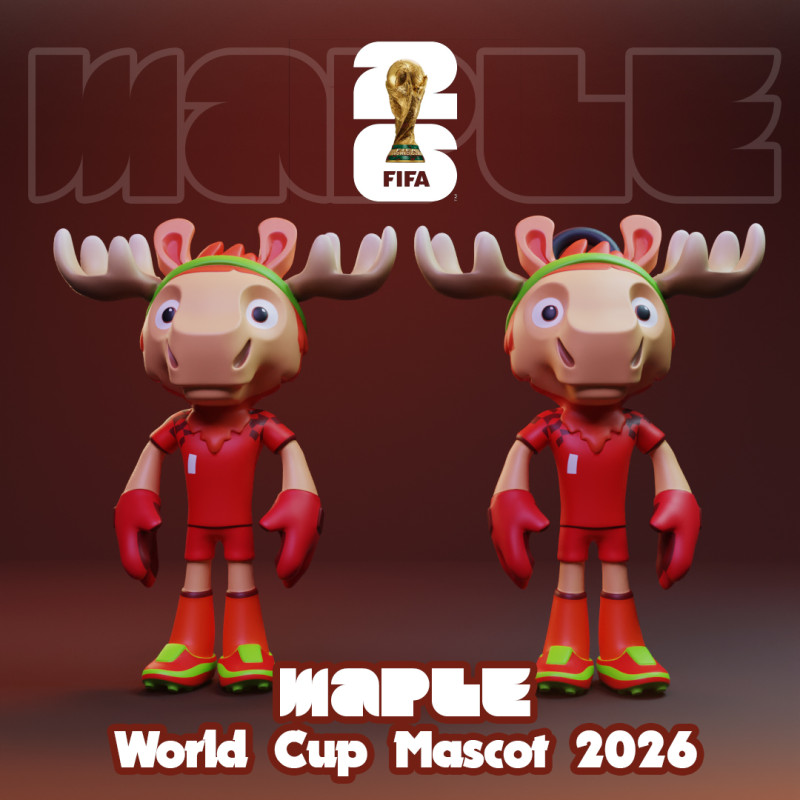 Maple - 2026 World Cup Mascot - Keychain 3D Принт Модель .c4d .max .obj .3ds .fbx .stl .blend 