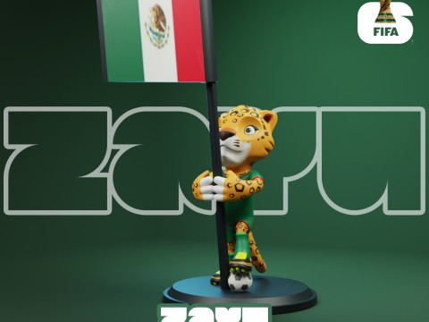 Zayu with Flag - 3D Mascot 2026 World Cup Modèles 3D en vedette