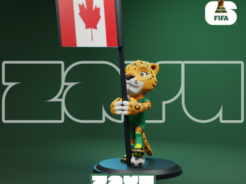 Zayu with Flag - 3D Mascot 2026 World Cup 3D Baskı Modeli