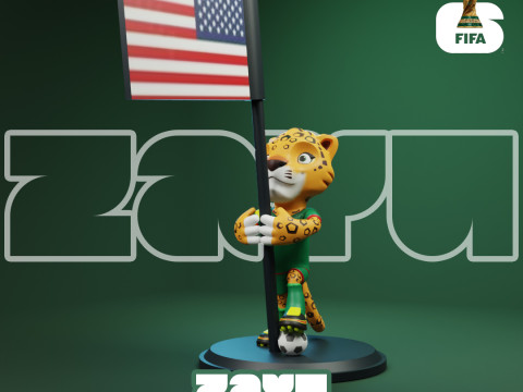 Zayu with Flag - 3D Mascot 2026 World Cup 3D Baskı Modeli