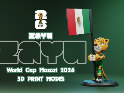 Zayu with Flag - 3D Mascot 2026 World Cup 3D Baskı Modeli