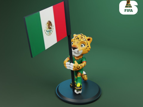 Zayu with Flag - 3D Mascot 2026 World Cup 3D Baskı Modeli
