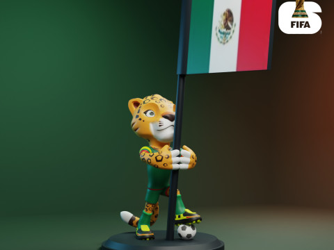 Zayu with Flag - 3D Mascot 2026 World Cup 3D Baskı Modeli