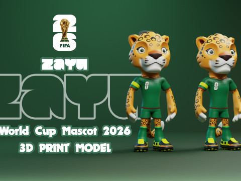 Zayu - Maskot Piala Dunia 2026 - Gantungan Kunci - Meksiko Model Cetak 3D