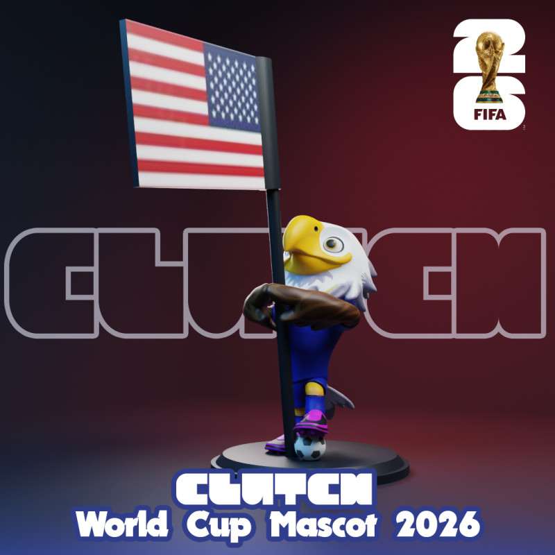 Clutch with Flag - 3D Mascots for the 2026 World Cup 3D printmodel .c4d .max .obj .3ds .fbx .stl .blend