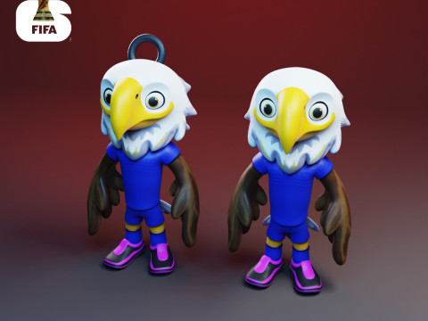 手拿包 - 2026 年世界杯吉祥物 - 钥匙扣 - 美国 3D 打印模型