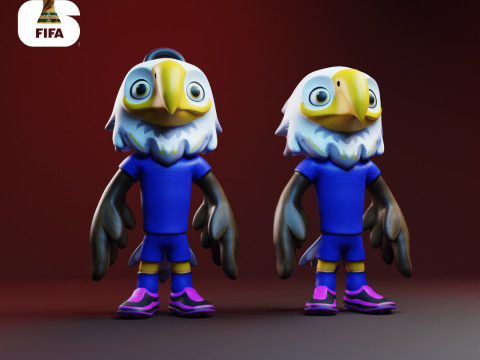 手拿包 - 2026 年世界杯吉祥物 - 钥匙扣 - 美国 3D 打印模型