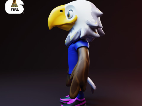 手拿包 - 2026 年世界杯吉祥物 - 钥匙扣 - 美国 3D 打印模型