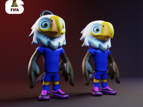 手拿包 - 2026 年世界杯吉祥物 - 钥匙扣 - 美国 3D 打印模型