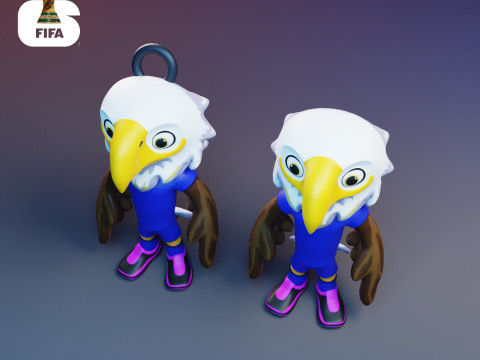 手拿包 - 2026 年世界杯吉祥物 - 钥匙扣 - 美国 3D 打印模型