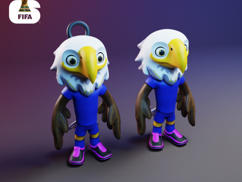 手拿包 - 2026 年世界杯吉祥物 - 钥匙扣 - 美国 3D 打印模型