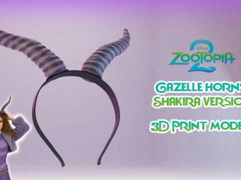 Gazzelle Horn Headband - Shakira - Zootopia 2 - Halloween Costume 3D Print Model