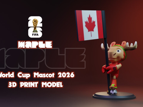 2026 World Cup Mascot Pack with Flags - Zayu - Clutch - Maple 3D 프린트 모델
