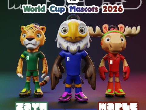 Pacchetto mascotte Coppa del Mondo 2026 - Acero - Frizione - Zayu Modello di stampa 3D