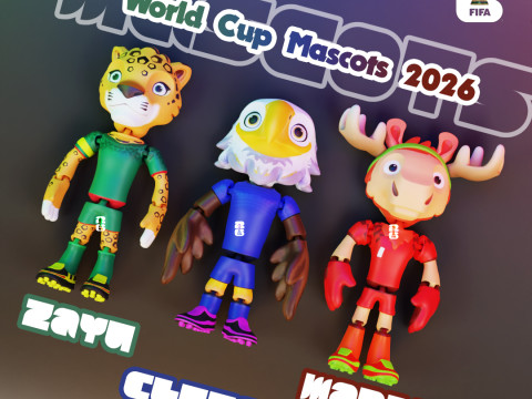 2026 World Cup Mascot Pack - Flexi - Clutch - Zayu - Maple Modelo de Impressão 3D