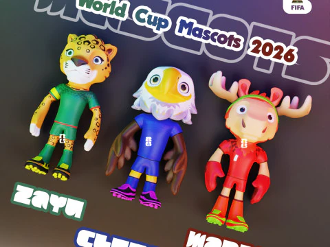 2026 World Cup Mascot Pack - Flexi - Clutch - Zayu - Maple 3D Print Model