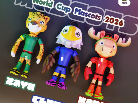 2026 World Cup Mascot Pack - Flexi - Clutch - Zayu - Maple 3D Print Model