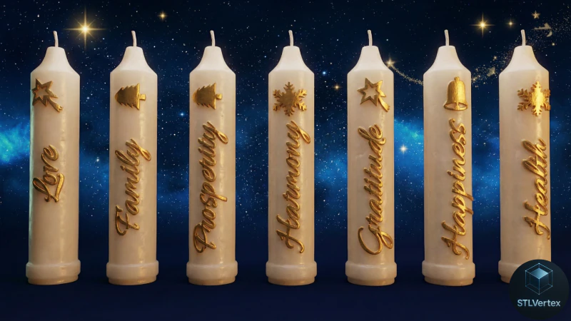 Candles for the day of the little Candles English 3D printing 3D Model .c4d .max .obj .3ds .fbx .stl .blend