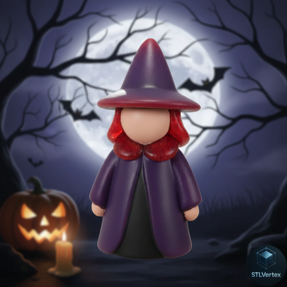 Chibi Witch 3D printing STL 3D Model .c4d .max .obj .3ds .fbx .stl .blend 
