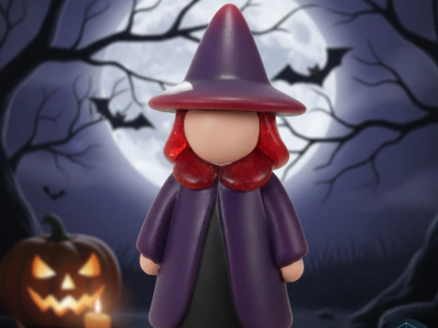 ちび魔女 3Dプリント STL 3Dモデル