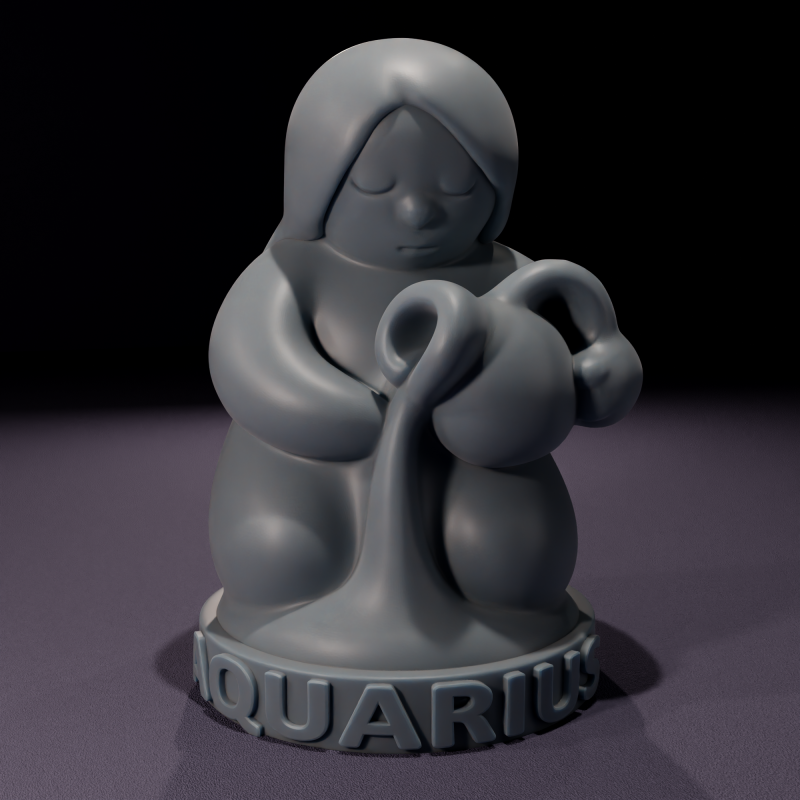 Chibi Aquarius Candles 3D Printable Model Modello 3D .c4d .max .obj .3ds .fbx .stl .blend 