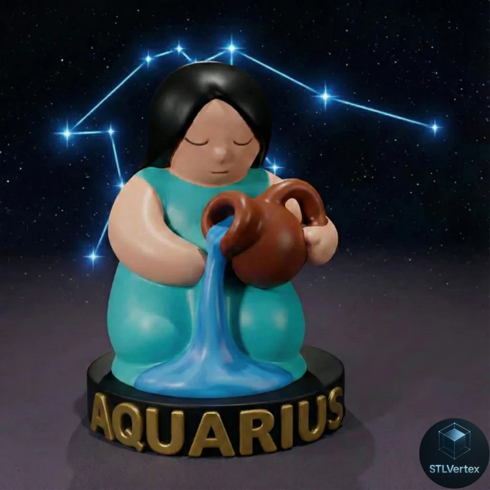 Chibi Aquarius Candles 3D Printable Model 3D Model .c4d .max .obj .3ds .fbx .stl .blend 