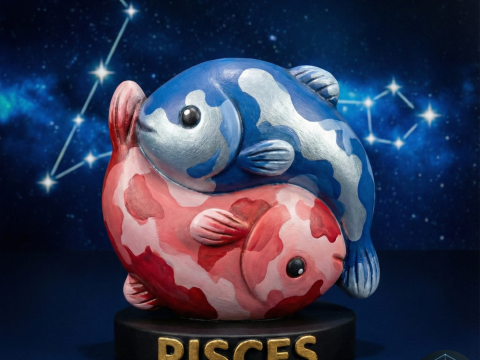 ちび魚座キャンドル 3D 印刷可能モデル 3Dモデル