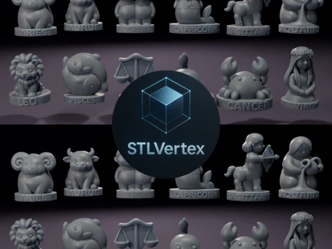 3D-Druckmodell der Chibi-Sternzeichen-Kerzenkollektion 3D Modell