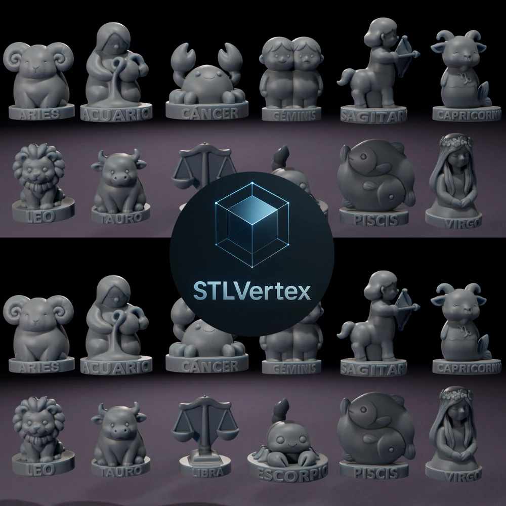 Coleccin de Velas de Signos Zodiacales chibi Modelo 3D para impresin 3D Model .c4d .max .obj .3ds .fbx .stl .blend 