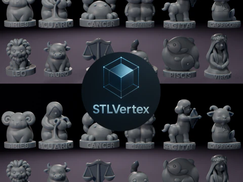 Colecci&oacute;n de Velas de Signos Zodiacales chibi Modelo 3D do nadruku Model 3D