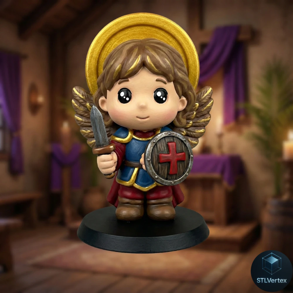 Archangel Michael Chibi - Arcangel Miguel Chibi 3D Print Model .c4d .max .obj .3ds .fbx .stl .blend 