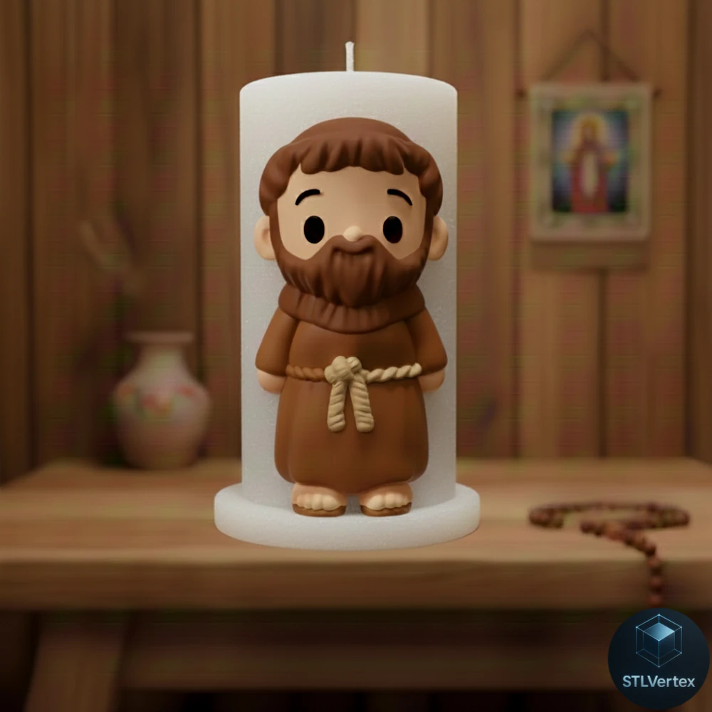 Saint Francis of Assisi Candle 3D printing 3D Print Model .c4d .max .obj .3ds .fbx .stl .blend