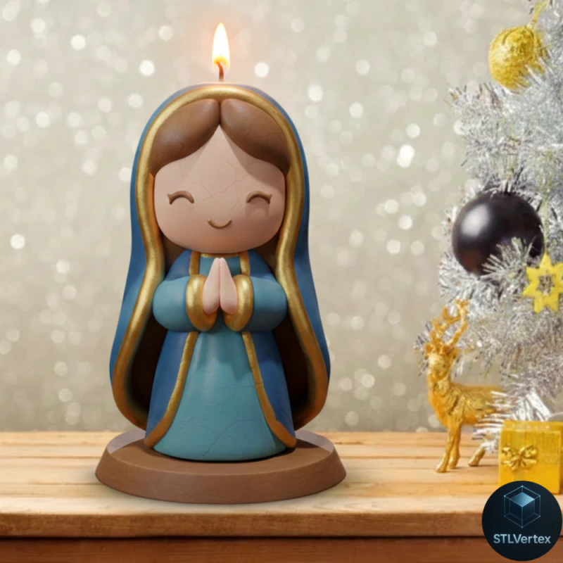 Stampa 3D della candela Chibi della Vergine Maria Modello 3D .c4d .max .obj .3ds .fbx .stl .blend 