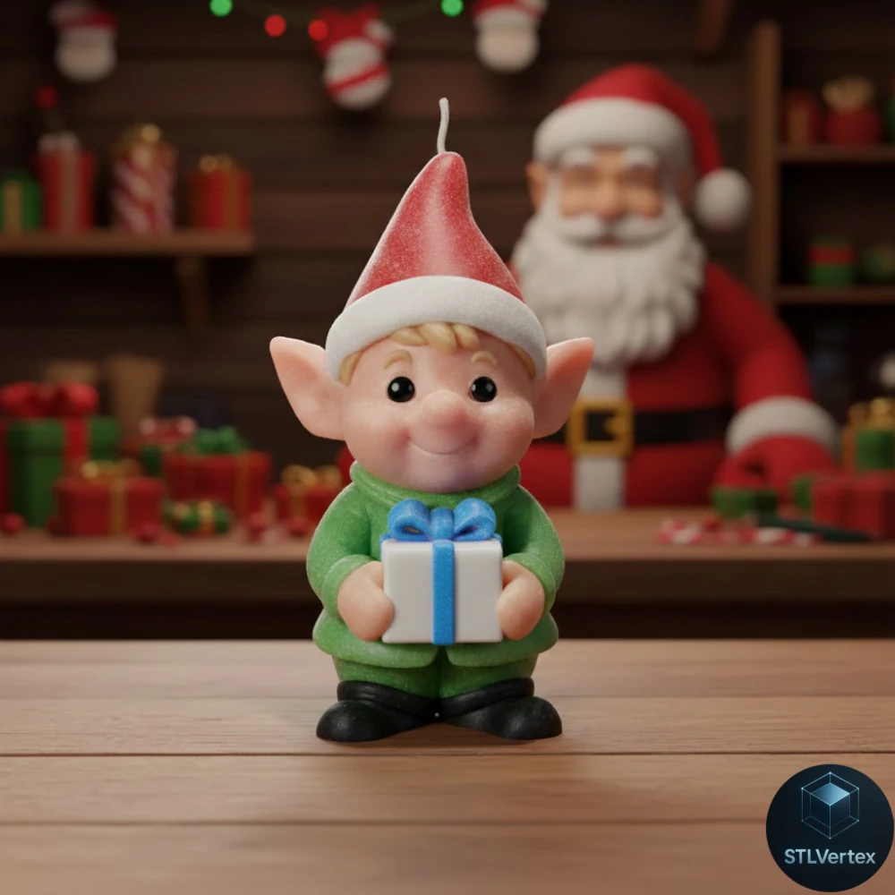 Chibi Christmas Elf Candle 3D printing 3D Print Model .c4d .max .obj .3ds .fbx .stl .blend 