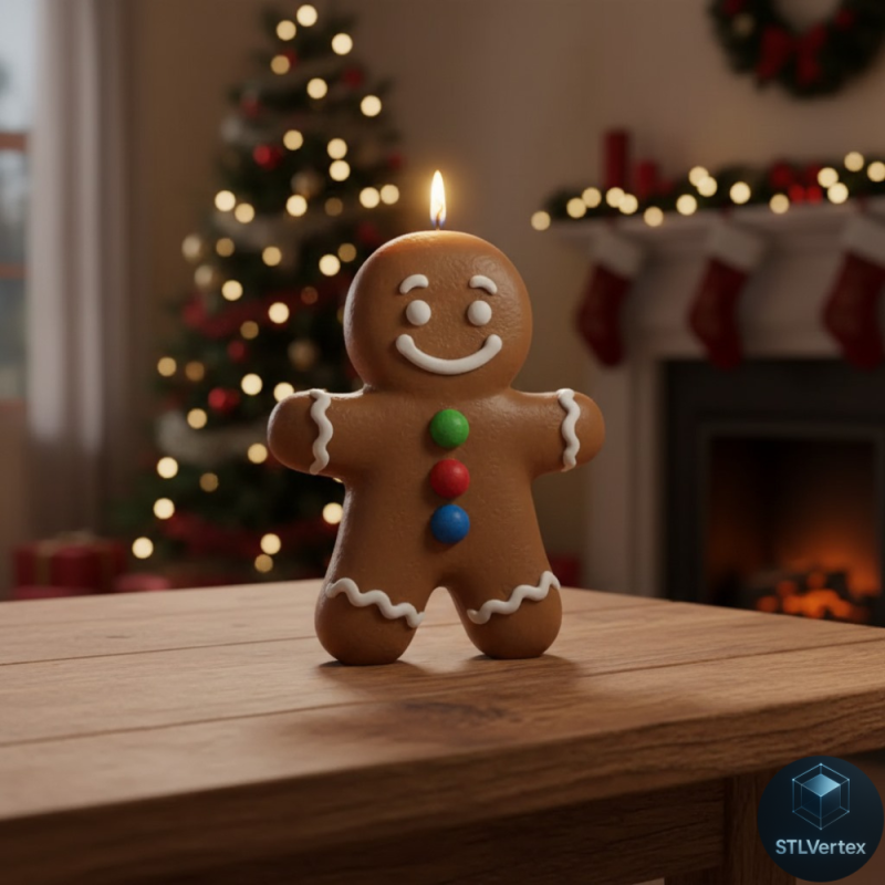 Chibi Gingerbread Man Candle 3D printing 3D Model .c4d .max .obj .3ds .fbx .stl .blend 