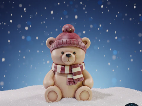 Stampa 3D dell'orso di Natale Modello 3D