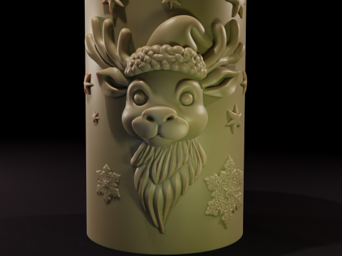 Modello stampato in 3D della candela con renna di Natale Modello 3D