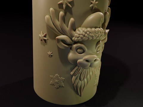 Modello stampato in 3D della candela con renna di Natale Modello 3D
