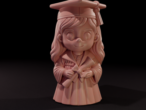Figurina Chibi ragazza carina laureata per la stampa 3D Modello 3D