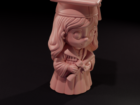 Figurina Chibi ragazza carina laureata per la stampa 3D Modello 3D