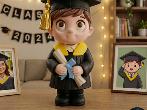 Figurina Chibi Boy Laureato per la stampa 3D Modello 3D