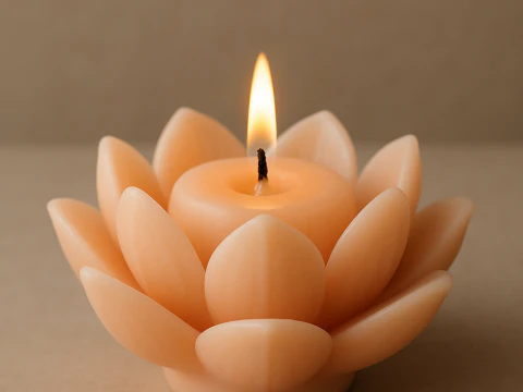 桃花莲花蜡烛 3D 模型