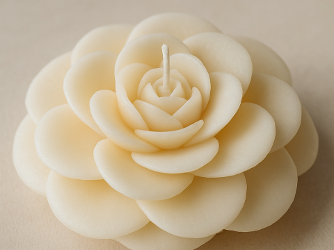 Vela Creme Flor de Cam&eacute;lia Modelo 3D