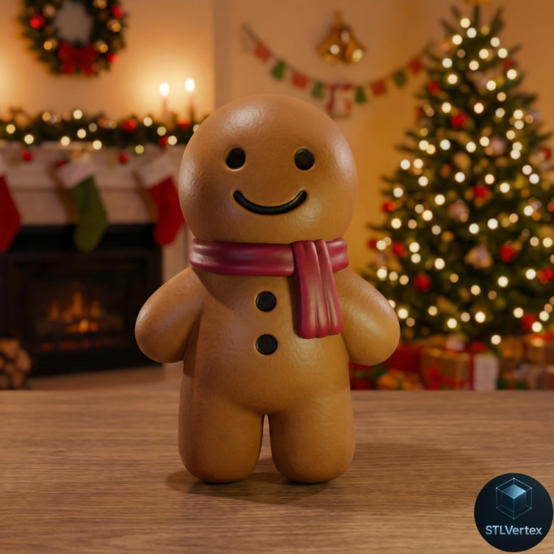 Cute Winter Gingerbread Character Figurine 3D Model .c4d .max .obj .3ds .fbx .stl .blend 