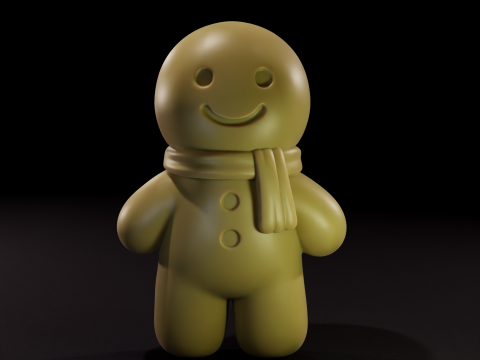 Cute Winter Gingerbread Character Figurine 3D Model