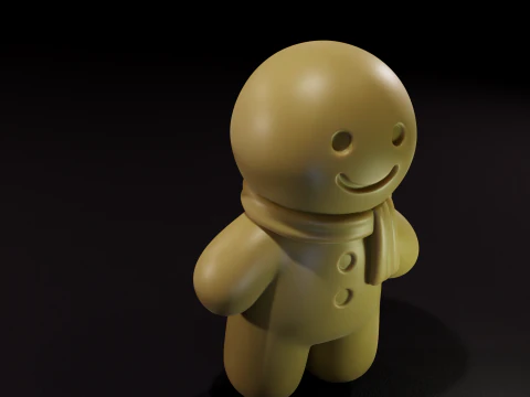 Cute Winter Gingerbread Character Figurine 3D Print Model