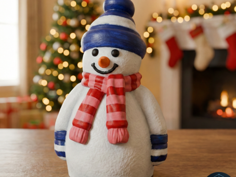 Encantadora figura decorativa de mu&ntilde;eco de nieve de invierno Modelo 3D