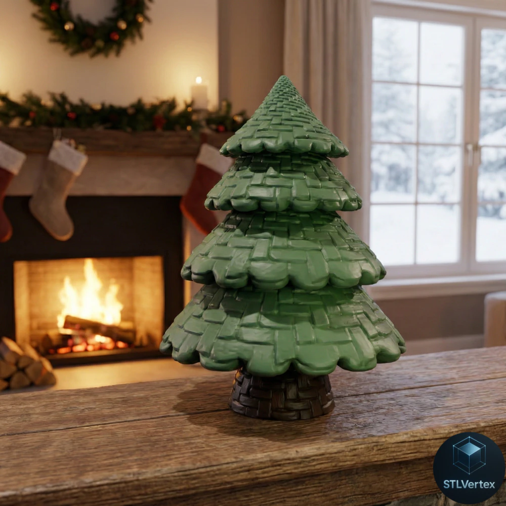 Stylized Woven Christmas Tree Decor 3D Print Model .c4d .max .obj .3ds .fbx .stl .blend 